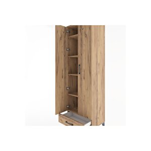 Hyperion Dolap 5 Raflı Tek Çekmeceli Tek Askılı 60x44x195 Çam-çam