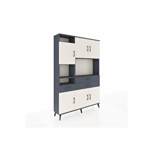 Arges Dolap 9 Raflı 3 Çekmeceli 6 Kapaklı 132x30x195 Antrasit-aytaşı/antrasit