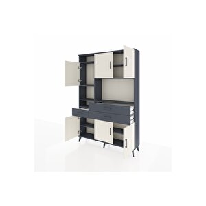 Arges Dolap 9 Raflı 3 Çekmeceli 6 Kapaklı 132x30x195 Antrasit-aytaşı/antrasit