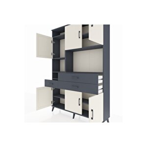 Arges Dolap 9 Raflı 3 Çekmeceli 6 Kapaklı 132x30x195 Antrasit-aytaşı/antrasit