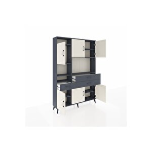 Arges Dolap 9 Raflı 3 Çekmeceli 6 Kapaklı 132x30x195 Antrasit-aytaşı/antrasit