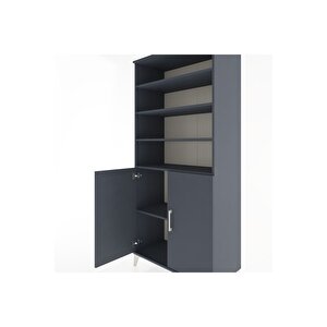 Hyperion Dolap 5 Raflı 2 Kapaklı 88x44x195 Antrasit-antrasit