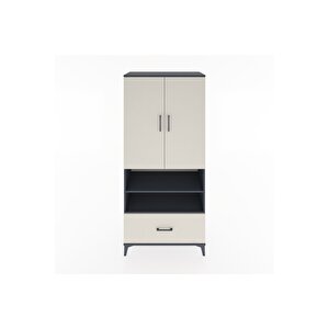 Hyperion Dolap 3 Raflı Tek Çekmeceli Tek Askılı 88x44x195 Antrasit-aytaşı