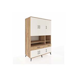 Kronos Dolap 8 Raflı 2 Çekmeceli 6 Kapaklı 132x59x195 Çam-aytaşı/çam