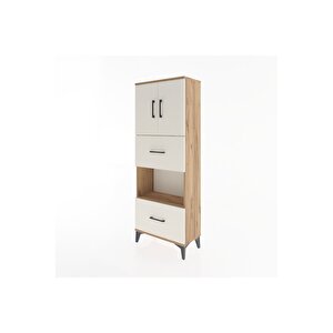 Arges Dolap 3 Raflı 2 Çekmeceli 2 Kapaklı 60x30x163 Çam-aytaşı