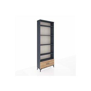 Arges Dolap 5 Raflı Tek Çekmeceli 88x30x243 Antrasit-çam