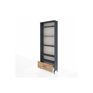 Arges Dolap 5 Raflı Tek Çekmeceli 88x30x243 Antrasit-çam