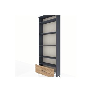 Arges Dolap 5 Raflı Tek Çekmeceli 88x30x243 Antrasit-çam