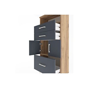 Arges Dolap 2 Raflı 3 Çekmeceli 2 Kapaklı 60x30x134 Çam-antrasit