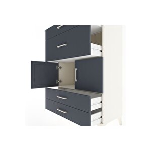 Hyperion Dolap Tek Raflı 4 Çekmeceli 2 Kapaklı 88x44x134 Aytaşı-antrasit