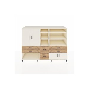 Kronos Dolap 10 Raflı 6 Çekmeceli 4 Kapaklı 220x59x163 Aytaşı-aytaşı/çam