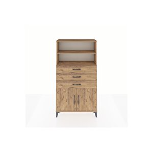 Arges Dolap 3 Raflı 3 Çekmeceli 2 Kapaklı 88x30x163 Çam-çam
