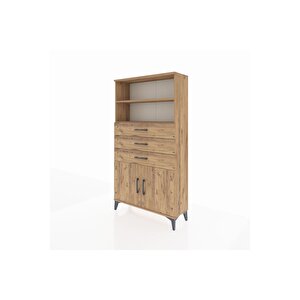 Arges Dolap 3 Raflı 3 Çekmeceli 2 Kapaklı 88x30x163 Çam-çam