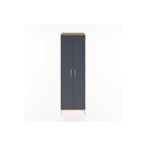 Hyperion Dolap 3 Raflı 2 Kapaklı Tek Askılı 60x44x195 Çam-antrasit