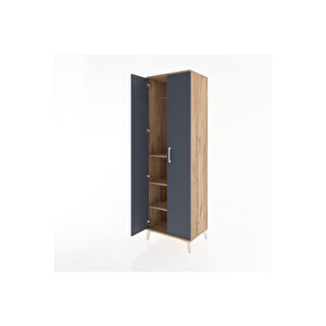 Hyperion Dolap 3 Raflı 2 Kapaklı Tek Askılı 60x44x195 Çam-antrasit