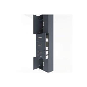 Arges Dolap 3 Raflı 4 Çekmeceli 4 Kapaklı 60x30x243 Antrasit-antrasit