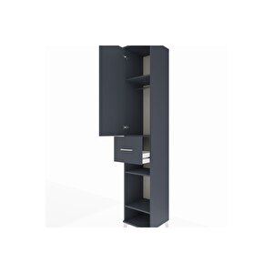 Hyperion Dolap 4 Raflı Tek Çekmeceli Tek Askılı 44x44x243 Antrasit-antrasit