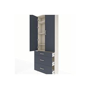 Arges Dolap 4 Raflı 3 Çekmeceli 2 Kapaklı 88x30x243 Aytaşı-antrasit