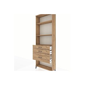 Arges Dolap 3 Raflı 3 Çekmeceli 88x30x243 Çam-çam