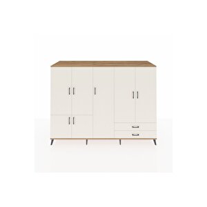 Kronos Dolap 12 Raflı 2 Çekmeceli 7 Kapaklı 220x59x163 Çam-aytaşı