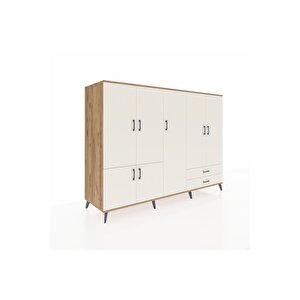 Kronos Dolap 12 Raflı 2 Çekmeceli 7 Kapaklı 220x59x163 Çam-aytaşı