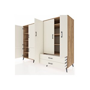 Kronos Dolap 12 Raflı 2 Çekmeceli 7 Kapaklı 220x59x163 Çam-aytaşı