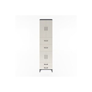 Hyperion Dolap 3 Raflı 4 Çekmeceli 4 Kapaklı 60x44x243 Antrasit-aytaşı