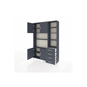 Arges Gardrop 9 Raflı 4 Çekmeceli 4 Kapaklı 132x30x195 Antrasit-antrasit