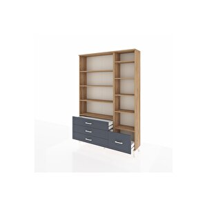 Arges Dolap 9 Raflı 4 Çekmeceli  132x30x195 Çam-çam/antrasit