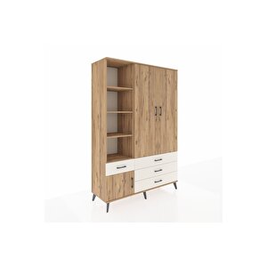 Hyperion Dolap 5 Raflı 4 Çekmeceli Tek Askılı 132x44x195 Çam-çam/aytaşı