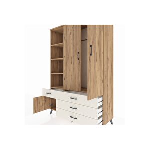 Hyperion Dolap 5 Raflı 4 Çekmeceli Tek Askılı 132x44x195 Çam-çam/aytaşı
