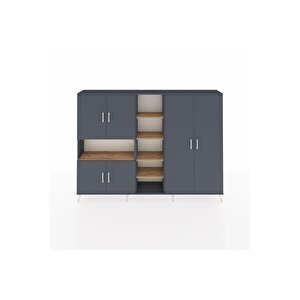 Arges Dolap 13 Raflı 6 Kapaklı 220x30x163 Antrasit-antrasit/çam