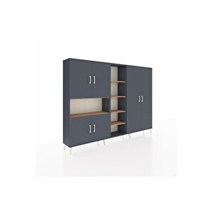 Arges Dolap 13 Raflı 6 Kapaklı 220x30x163 Antrasit-antrasit/çam