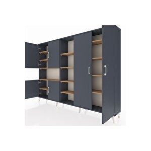 Arges Dolap 13 Raflı 6 Kapaklı 220x30x163 Antrasit-antrasit/çam