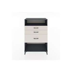 Hyperion Dolap Tek Raflı 3 Çekmeceli 88x44x134 Antrasit-aytaşı