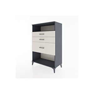 Hyperion Dolap Tek Raflı 3 Çekmeceli 88x44x134 Antrasit-aytaşı