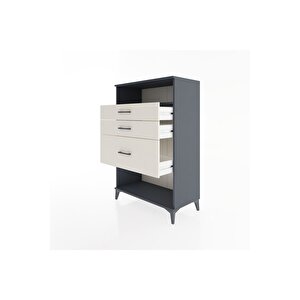 Hyperion Dolap Tek Raflı 3 Çekmeceli 88x44x134 Antrasit-aytaşı