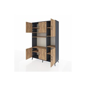 Hyperion Gardrop 9 Raflı 6 Kapaklı 132x44x195 Antrasit-çam