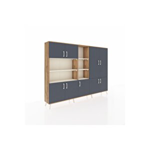Arges Dolap 14 Raflı 9 Kapaklı 220x30x163 Çam-antrasit/aytaşı