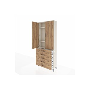 Arges Dolap 3 Raflı 5 Çekmeceli 2 Kapaklı 88x30x221 Aytaşı-çam
