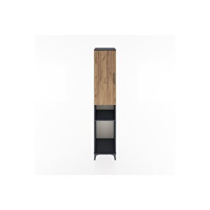 Hyperion Dolap 3 Raflı Tek Kapaklı Tek Askılı 44x44x221 Antrasit-çam