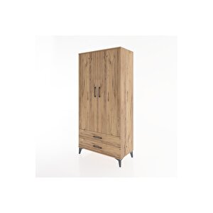 Hyperion Dolap 4 Raflı 2 Çekmeceli 2 Kapaklı 88x44x182 Çam-çam