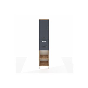 Arges Dolap 3 Raflı 3 Çekmeceli Tek Kapaklı 44x30x221 Çam-antrasit