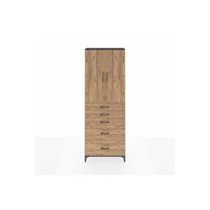 Arges Dolap 3 Raflı 5 Çekmeceli 2 Kapaklı 88x30x243 Antrasit-çam