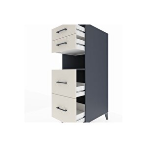 Kronos Dolap Tek Raflı 4 Çekmeceli 44x59x134 Antrasit-aytaşı