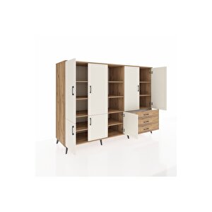 Kronos Dolap 11 Raflı 3 Çekmeceli 7 Kapaklı 220x59x163 Çam-aytaşı/çam