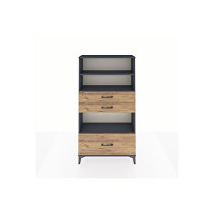 Arges Dolap 3 Raflı 3 Çekmeceli 88x30x163 Antrasit-çam