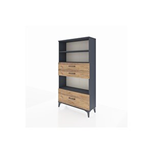 Arges Dolap 3 Raflı 3 Çekmeceli 88x30x163 Antrasit-çam