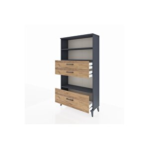 Arges Dolap 3 Raflı 3 Çekmeceli 88x30x163 Antrasit-çam