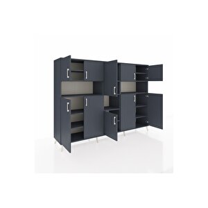 Hyperion Dolap 14 Raflı 10 Kapaklı 220x44x163 Antrasit-antrasit